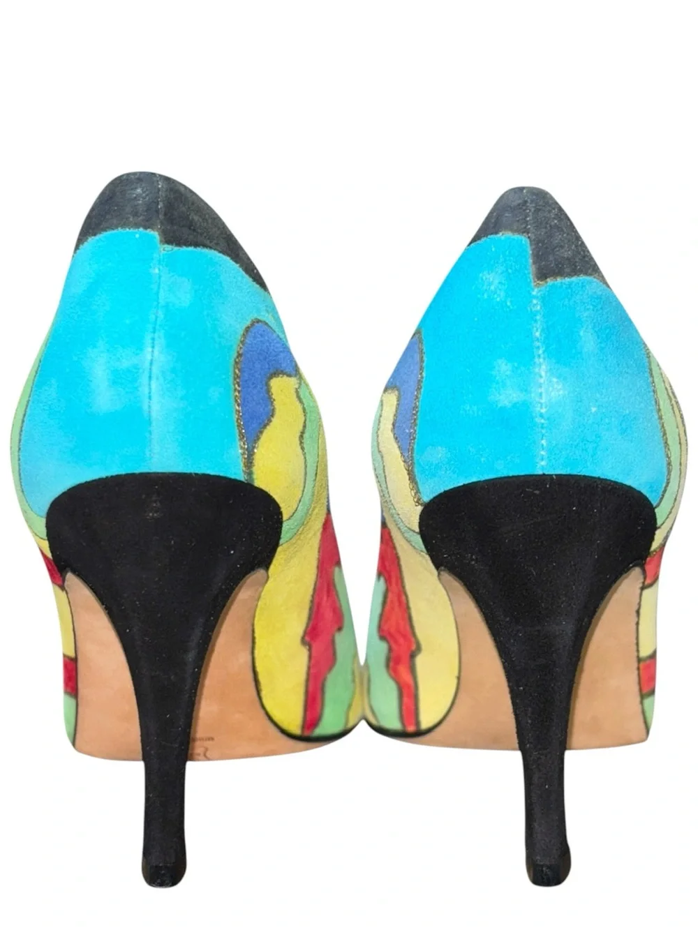 Via Spiga Vintage Italy Hand Painted Suede Pointed Toe Stiletto Pumps 9.5B